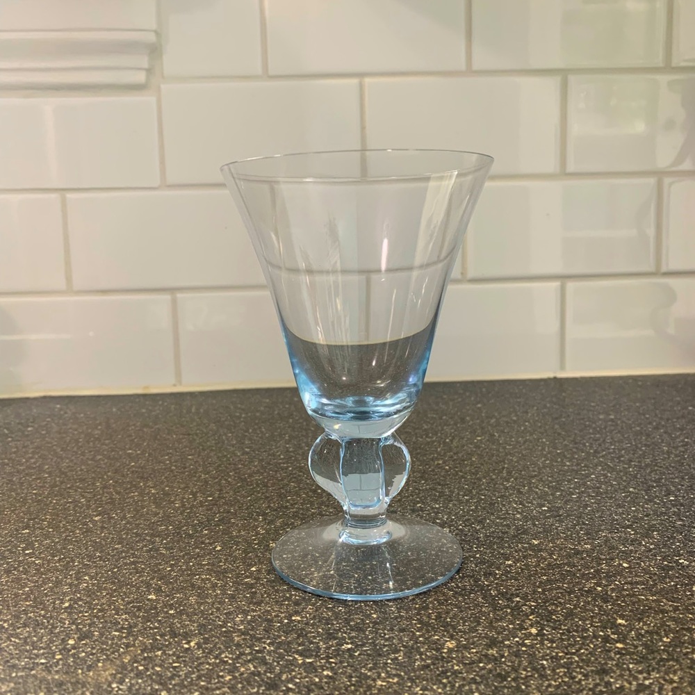8 vintage Ingrid Gulli blue wine glasses